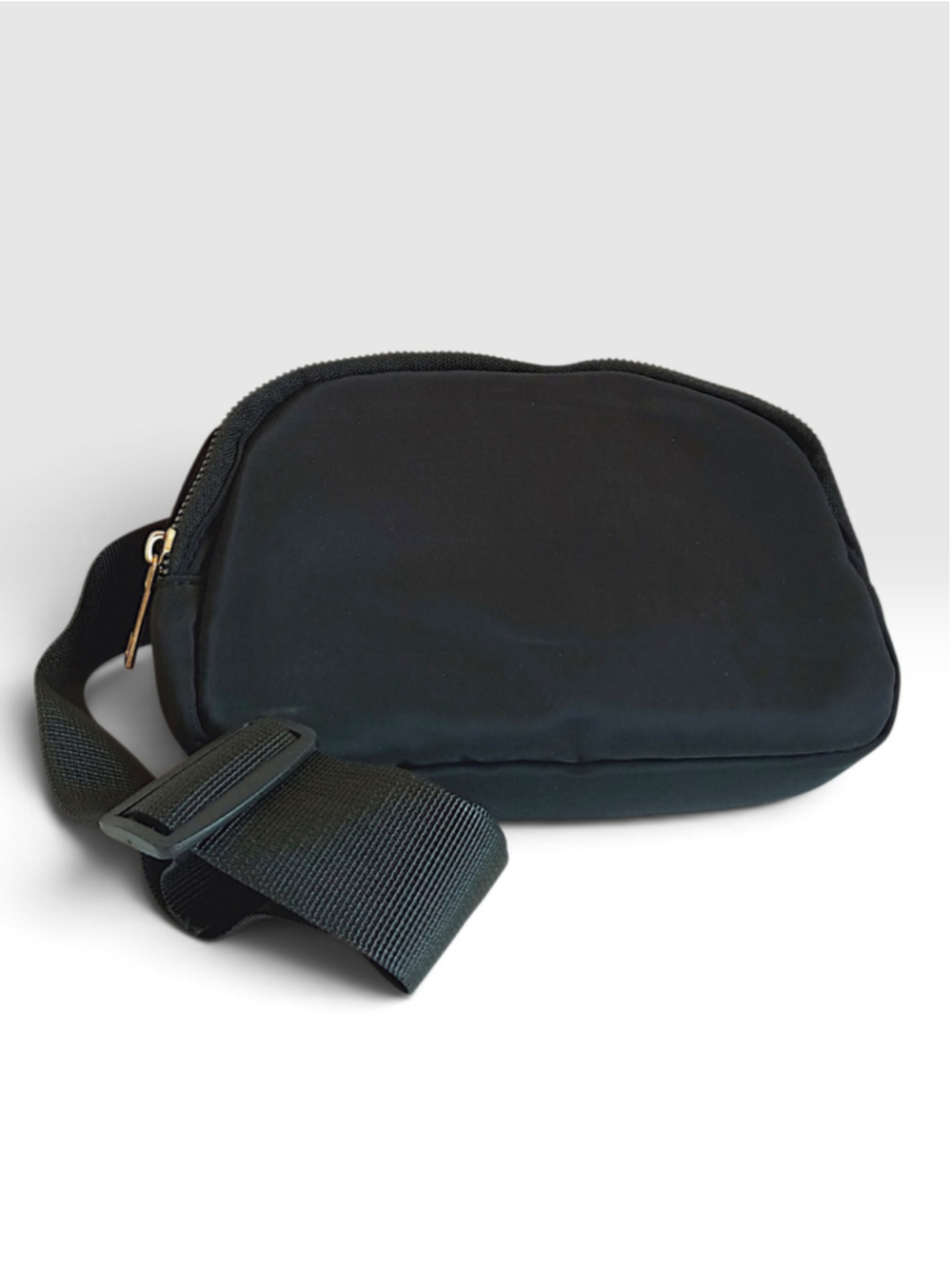 Black Fanny pack belt Bag fashion basics gold zipper travel resortwear casual